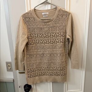 Van Heusen Beige Lace Knit Sweater
